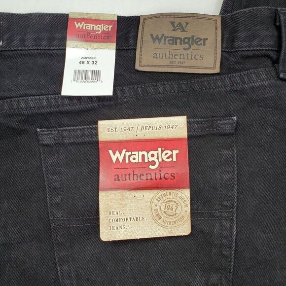 Wrangler Jeans Authentics Classic 5-Pocket Regular Fit Jean Black Mens 46X32 NWT - Picture 2 of 12